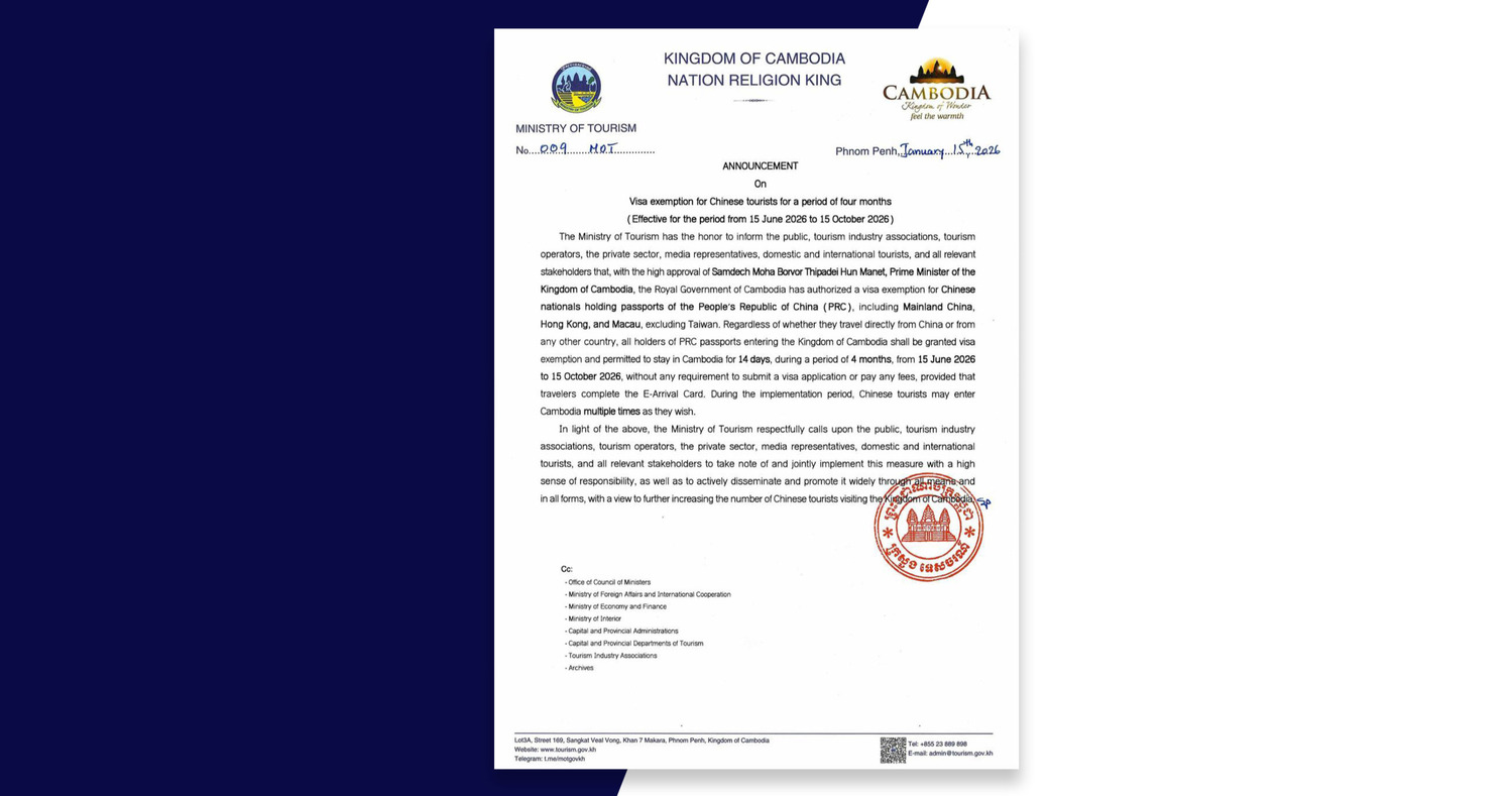 ANNOUNCEMENT On Visa exemption for Chinese tourists for a period of ...
